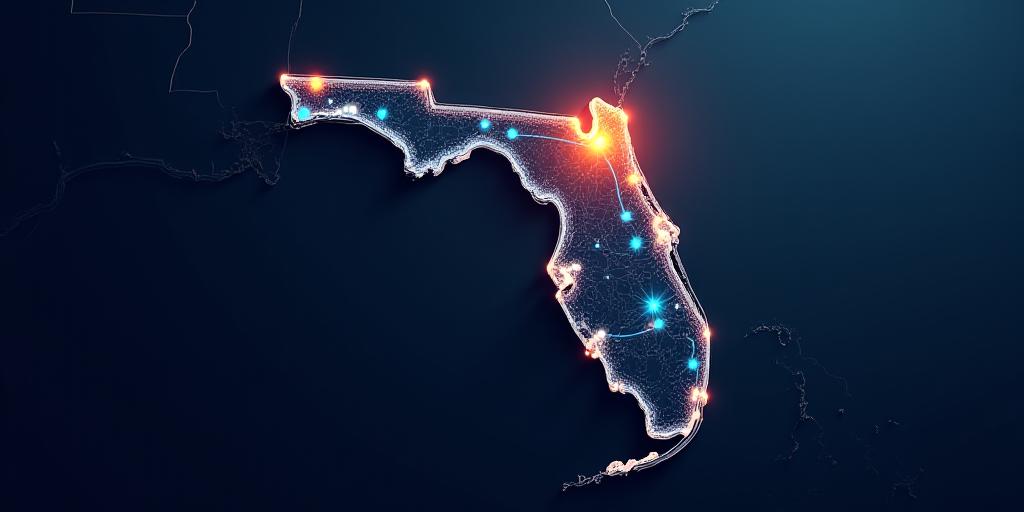 Map showing delivery coverage across Florida and Southeast US