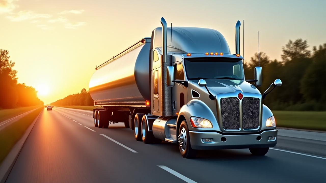 Kraig's Trucking pneumatic dry bulk tanker on the highway