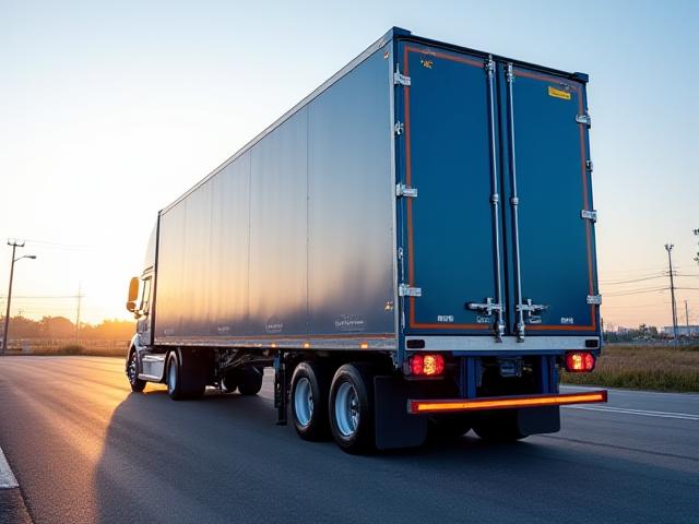 Step-deck trailer in operation